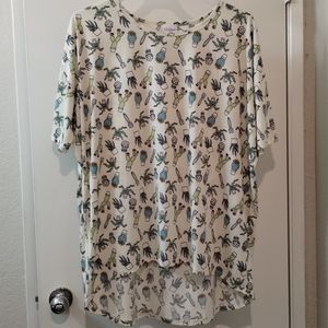 LuLaRoe Simply Comfortable Catus Print Tunic  High -Low Size 2XL